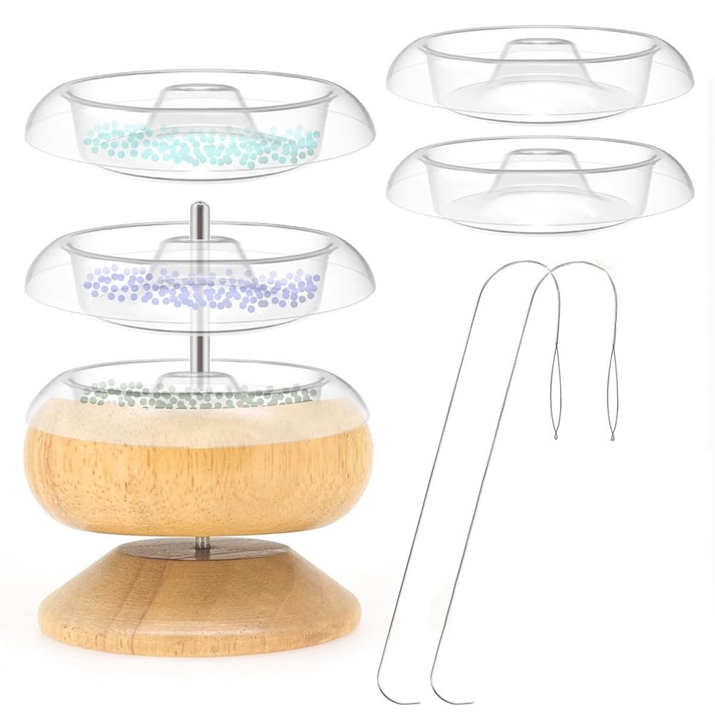 Rersduyt Bead Spinner,Seed Beads Kit With 5 Pcs Quick Changed Trays,Beading Needles For Jewelry Making