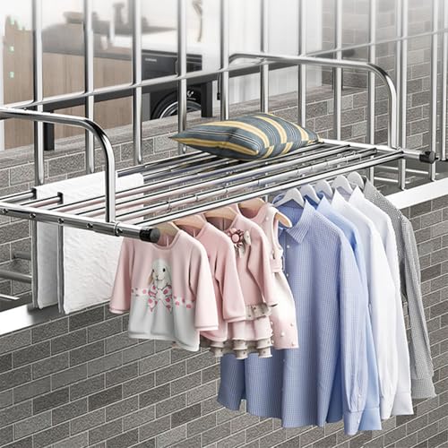 GYLRFA Tendederos De Ropa Plegables De Acero Inoxidable Tendedero para Radiador, Tendederos Plegables Y Compacto, Tendal Abatible Balcón Extensible,para Exterior Y Interiores