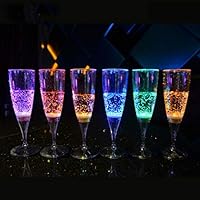 Amazon | 6個セットLED シャンパングラス コップ 光る グラス 6色
