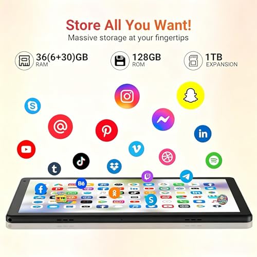 Image of URAO Tablet,10.1 inch Android 16 Tablet Octa-core 36GB+128GB Dual Camera | 1280x800 IPS HD Touchscreen 6000mAh Battery Wi-Fi 6,BT 5.4 GMS 36GB(6+30) RAM 128GB ROM Support 1TB Expansion 5MP+8MP cameras