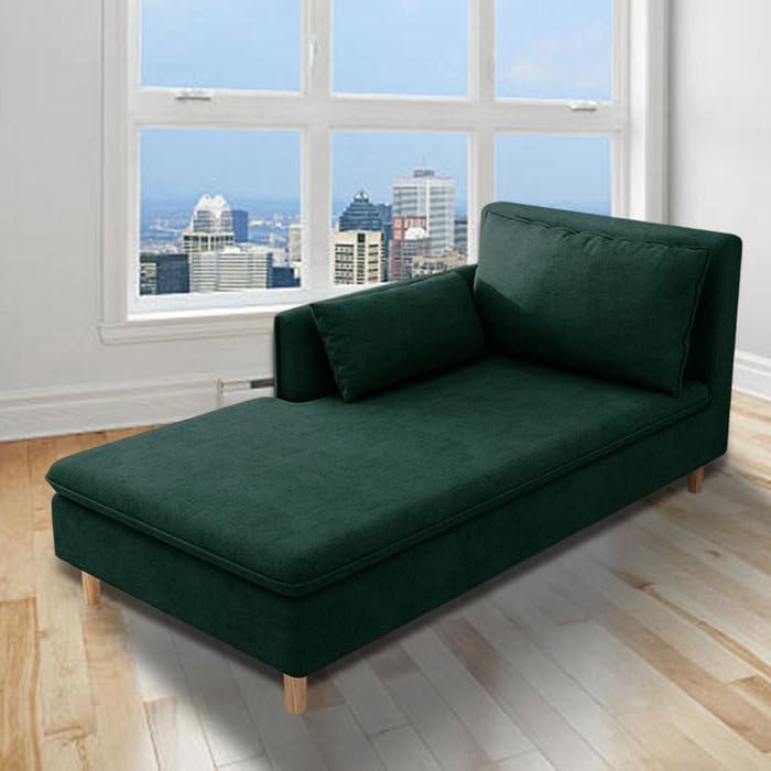 Image of Nordic Chaise Lounge Sofa Chaise Lounger Seater Ottoman Sofa Bench Pouf Puffes Sofa Lounge for Living Room Couch Chaise Furniture (Green)