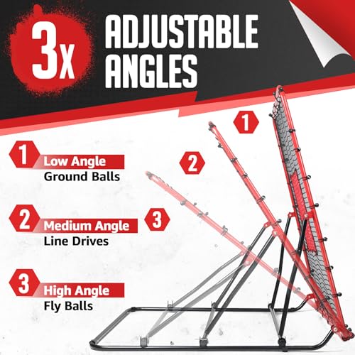 Baseball Rebounder Net, 3/5 Adjustable Angles 4x4.5FT Pitch Back Baseball Softball Volleyball Rebounder with 2 Strike Zones, UV Resistant, Pitchback Trainer for Ground, Line Drive & Fly Balls - Image 4