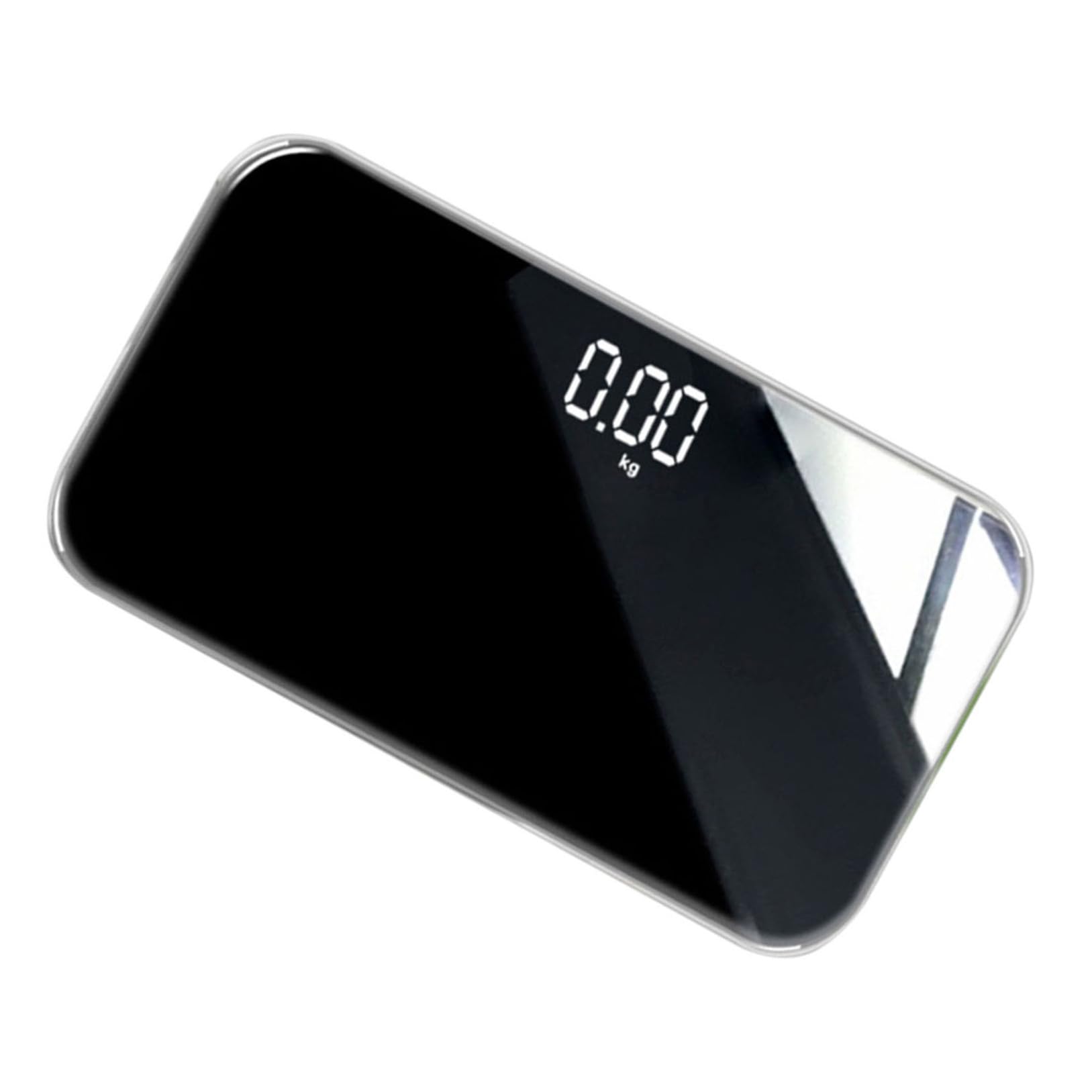 Bilancia Pesapersone Elettronica Ricaricabile Portatile Nera | Vetro Temperato e Plastica, Superficie a Specchio, Precisione 50g, Design Compatto Colore Casuale