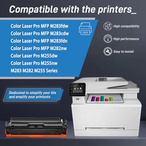 Image of 206A Toner Cartridges 4 Pack Replacement for HP 206A W2110A W2111A Toner | Compatible for HP Color Laser Pro MFP M283fdw M283cdw M283fdn M282nw Series Printer,W2113A W2112A,Black Cyan Yellow Magenta
