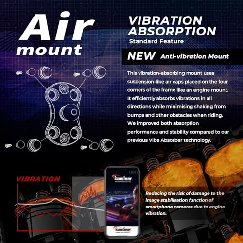 Kaedear Suporte de smartphone para motocicleta KDR-M26A-BK, carregador, suporte de celular, absorção