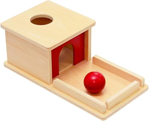 Miniatura 2 de Montessori, caja de permanencia de objetos con charola y pelota.