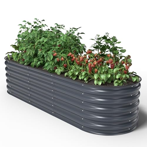 UNIGARDIA Hochbeet aus Metall 200x60x43 cm - Modulares 6-in-1 Hochbeete-Kit - Rostfreie Hochbeete für Garten aus Premium Zn-Al-Mg Stahl - Min. 20 Jahre Lebensdauer - 43 cm Hoch Gemüsebeet, Anthrazit