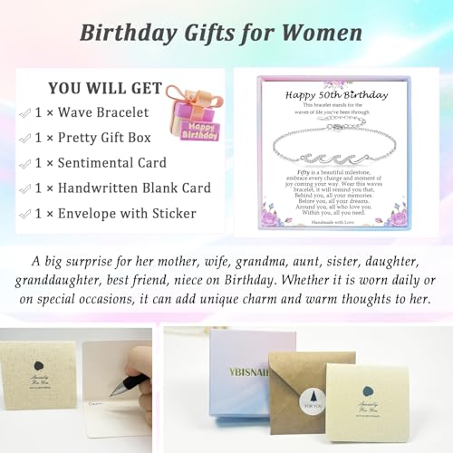 Image of Gifts for Women Christmas Birthday, Silver Wave Bracelets for Woman Mom Wife Grandma Daughter Granddaughter Friend Sister, The Waves of Life We've Through Together Mothers Day Graduation Gift