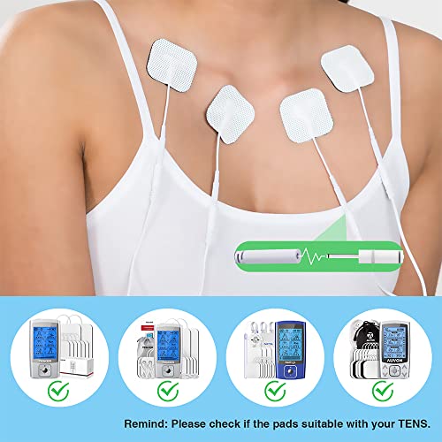 Tenker Tens Unit Replacement Pads 2X2" Reusable Electrode Pads - 20Pcs 3Rd Gen Latex-Free Self-Adhesive Electrotherapy Patches For Muscle Stimulator Electrotherapy - Non Irritating Stim Pads Design #TOP4