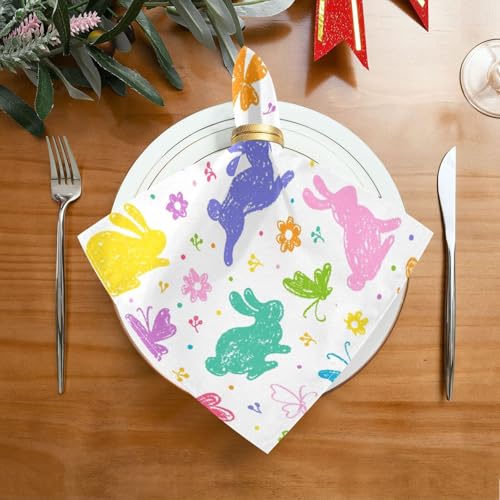 Servilletas de tela 20x20in, pack x6 diseño con Conejo y Mariposa miniatura 3