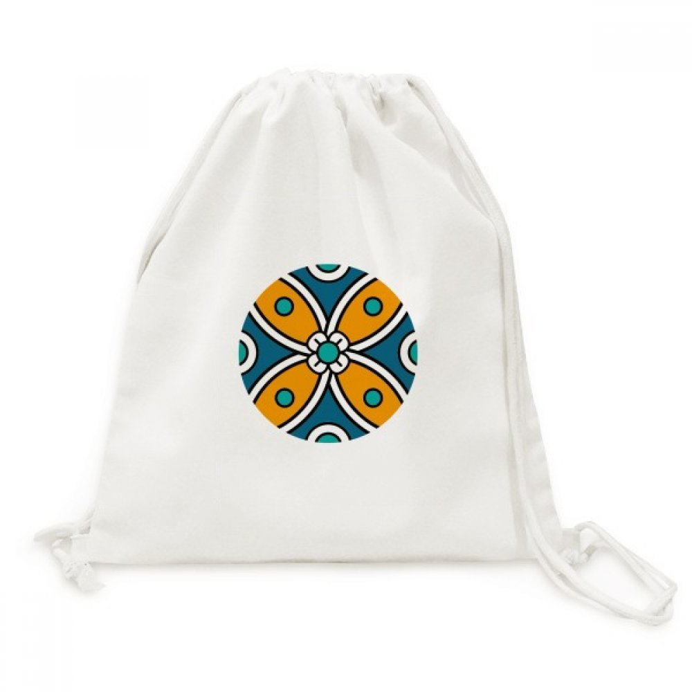 Toile Drawstring Backpack avec motif fleur Maroc pour voyage - 5