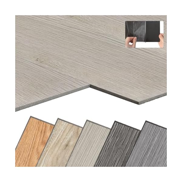 YARDIN PVC Bodenbelag Vinylboden Selbstklebend mit Holz-Optik, 18 Stück 2,51m² Vinyl Klebefliesen Bodenfliesen Selbstklebend, PVC Boden Rutschfest Wasserfest Schwer Entflammbar, Eiche Klassische Weiß
