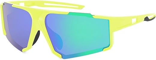 Dervin Oversized Non-Polarized Sports Sunglasses, for Men and Women, Outdoor Cricket, Cycling, Hiking, Fishing (Yellow-Green)