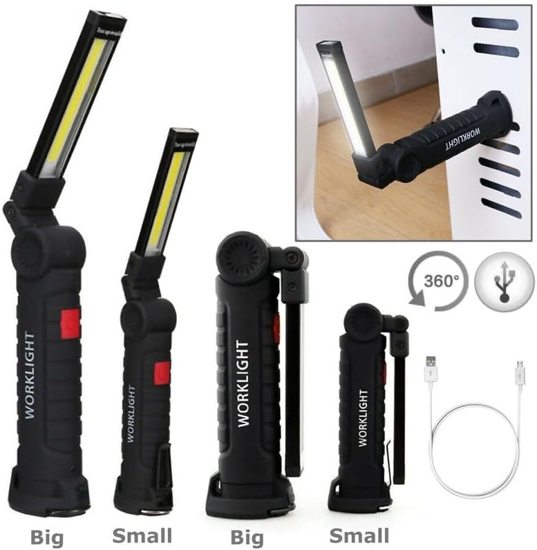 Miniatura 6 de THE PERFECT PART COB Light - Paquete de 1 o 2 luces de trabajo COB recargables con base magnética, linterna de trabajo mecánica portátil, giro de