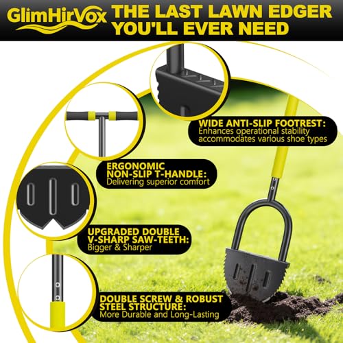 image for GlimHirVox Half Moon Edger Lawn Tool with Double V-Shaped Saw-Tooth Bl