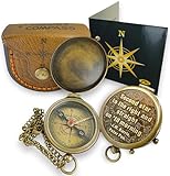 Brass Compass with “Second Star to the Right” Embossed Dial – Inspirational Pocket Compass Gift for Son, Daughter, or Friend | Motivational Keepsake for Graduation, Birthday, Christmas, or Travel gift