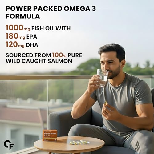 Image of Carbamide Forte Salmon Omega 3 Fish Oil Capsules | Salmon Fish Oil Omega 3 Capsule 1000mg For Men & Women | Omega3 Fishoil Supplement For For Heart, Joints, Bones & Skin - 10 Softgels