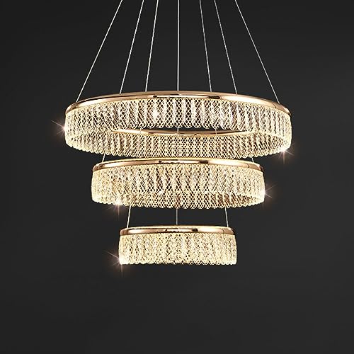 Plafonnier en cristal pour salle à manger MOCHAMIK lustre rond design or 80cm
