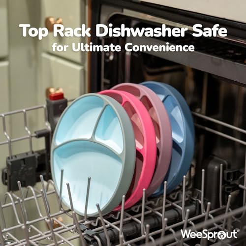 WeeSprout Silicone Suction Plate - Two-Tone Baby Plate with Suction Cup - Sectioned Divided Dish for Kids, Infants, Toddlers - Food-Grade Silicone Dinnerware (Pastel Blue/Matte Navy)3