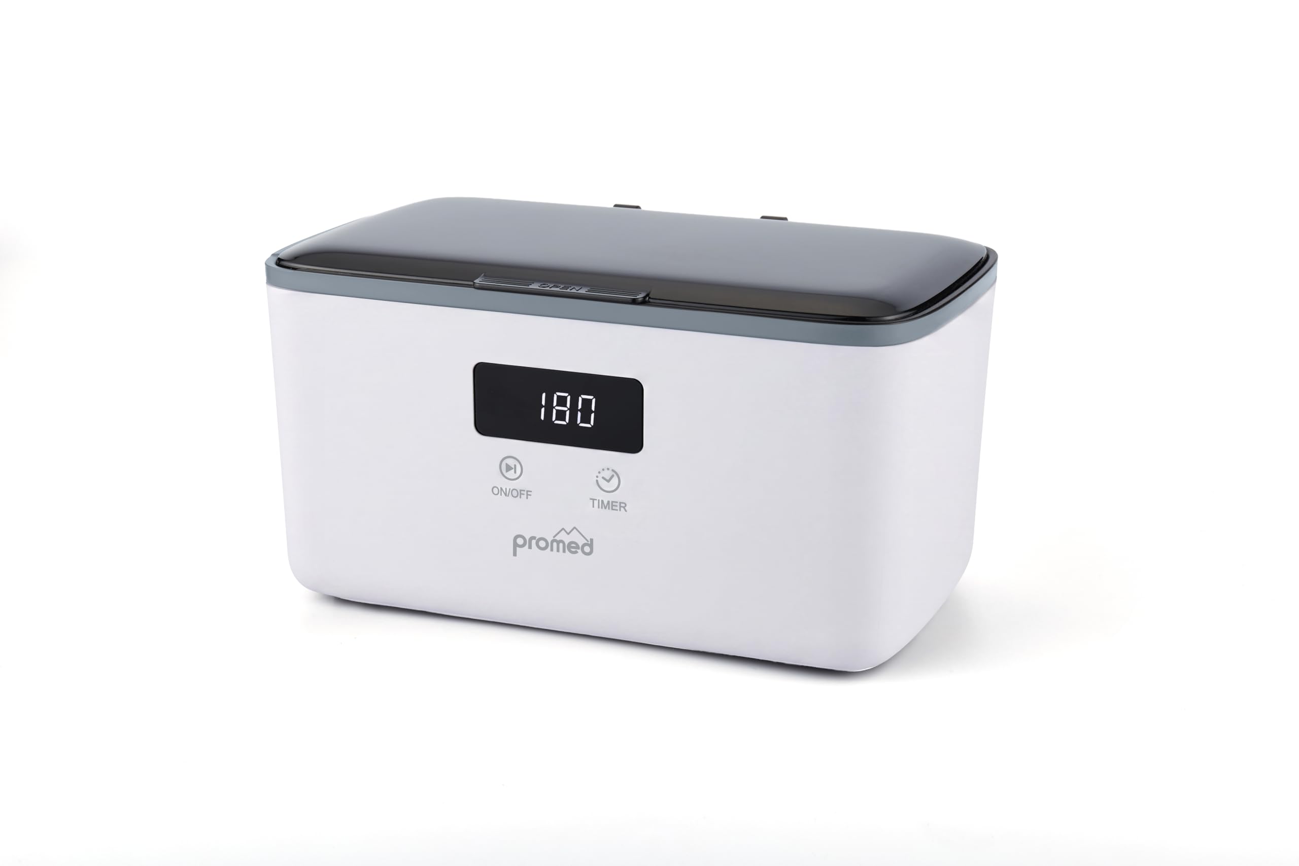 Promed UC-60 Ultraschallreiniger Weiß 650ml – Ultraschallreinigungsgerät 45 kHz, 50 W, Ultraschallbad für Brille, Schmuck, Uhren, Zahnspange & Zahnersatz, Brillenreinigungsgerät - 5 Timer-Programme