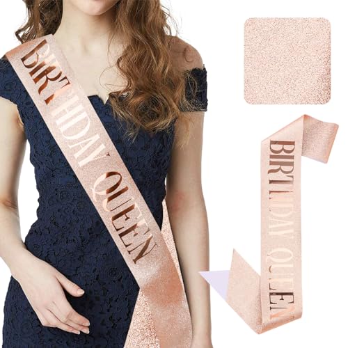 CIEHER Birthday Queen Sash Birthday Sash for Women Girls