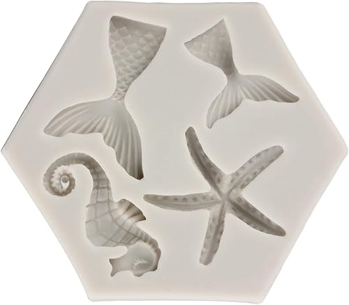 Miniatura 3 de Molde de silicona para pastel con temática de sirena, molde de silicona para estrella de mar, para decoración de pasteles, decoración de cupcakes,