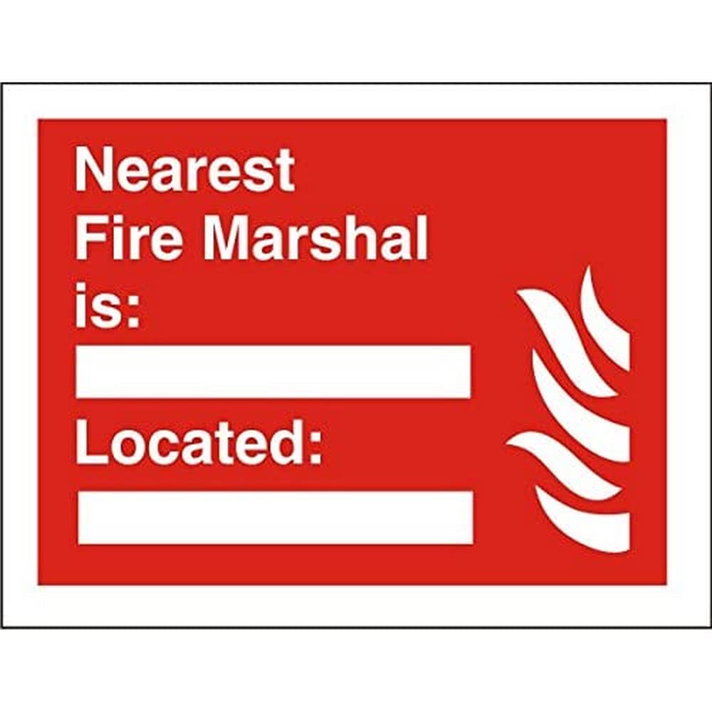 Seco Nearest Fire Marshal is, Located & Fire Sign, 200mm x 150mm - 1mm Semi Rigid Plastic