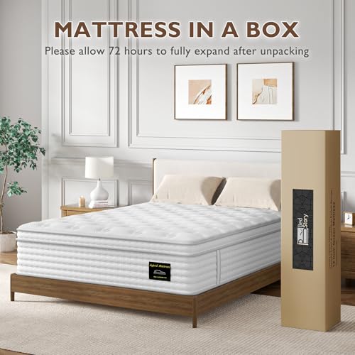 BedStory 12 Hybrid Queen Mattress - Pocket Springs & Memory Foam for Motion Isolation - Medium Firm, CertiPUR-US