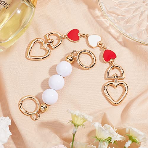 Image of GORGECRAFT 2 Styles Purse Chain Strap Extender Heart Round Shaped Handbag Extension Chain Bundle Bag Replacement Metal Purse Strap Charm for Shoulder Body Purse Clutch Handbag Chain Accessory