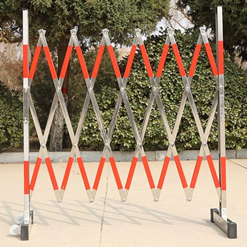 Barrière de circulation rétractable métallique à roulettes pour extérieur