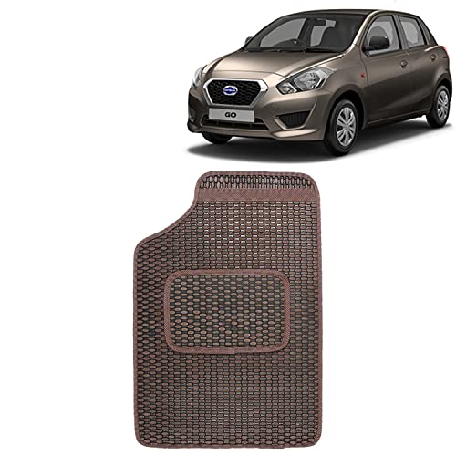 Image of Kingsway Dotted Design Car Floor Foot Mats Universal Fit for Datsun Go, Model Year : 2014 Onwards, Water and Dustproof, Color Brown, Set of 5 Pieces