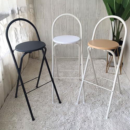 Taburete de bar plegable portátil negro con soporte trasero altura ajustable 60 75 cm, silla alta plegable para tocador de cocina y uso al aire libre, taburetes altos de barra de cocina (1 pieza)