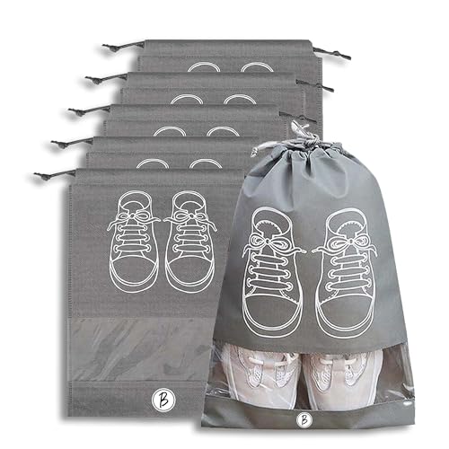 Image of Btag Shoe Bag for Travel & Storage | Water-Resistant Shoe Organizer for Men & Women | Portable, Foldable Shoe Cover for Luggage & Closet | Travel Accessories for Footwear Protection (Grey,Pack of 6)