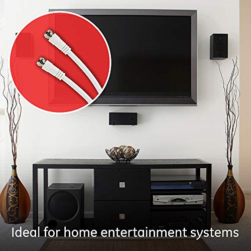 Ge Rg6 Coaxial Cable, 15 Ft. F-Type Connectors, Double Shielded Coax, Input Output, Low Loss Coax, Ideal For Tv Antenna, Dvr, Vcr, Satellite Receiver, Cable Box, Home Theater, White, 33603 #TOP3