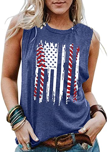 YI XIANG RAN Baseball T-Shirt Women American Flag Baseball Tank 4th of July Patriotic Shirt Baseball Graphic Sleeveless Tops(40-Blue8, X-Large) — view 2