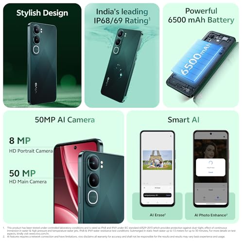 Image of vivo Y31 5G (Diamond Green, 6GB RAM, 128GB Storage) with No Cost EMI /Additional Exchange Offers