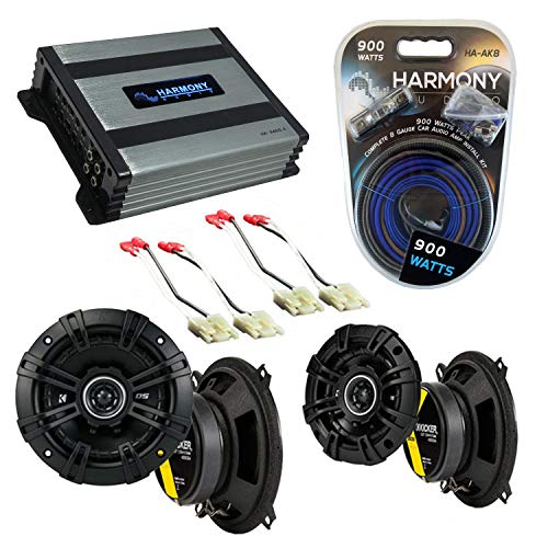Harmony Audio Bundle with Kicker DSC4 DSC5 Factory Speaker Replacement & Harmony HA-A400.4 Compatible with Chevy Nova 1985-1988