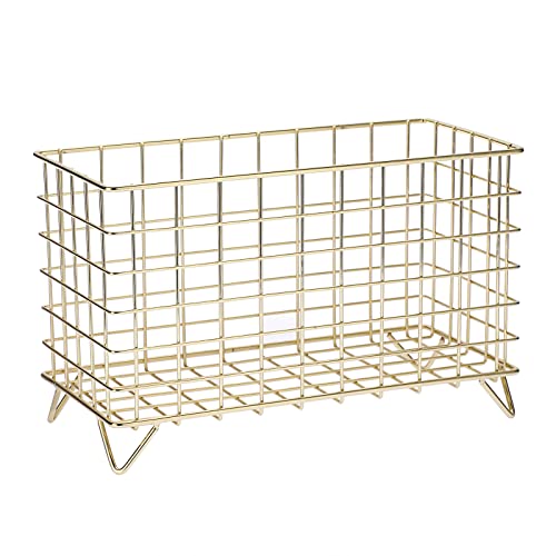 SUMNACON Metal Rectangle Coffee Pods Holder Capsule Basket, Gold K Cup Holder Espresso Capsules Organizer Coffee Pod Storage for Counter, Bar Table, Coffee Bar (25*15.8*12CM)