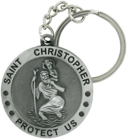 SHOP AWARDS AND GIFTS Saint Christopher Keychain, Patron Saint of Travelers Protection, Religious Gift