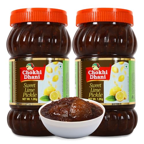 Image of Chokhi Dhani Sweet Lime Pickle Pack of 2 (1.2kg Each) | Khatta Meetha Nimbu Achar | Sweet & Sour Lemon Pickle | Oil Free | No Artificial Flavours | Traditional Indian Pickle