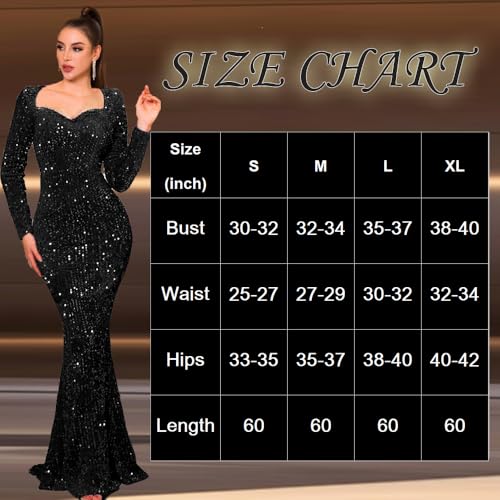 Image of Velvet Sequin Formal Evening Party Dress Sweatheart Bodycon Long Sleeve Maxi Gown