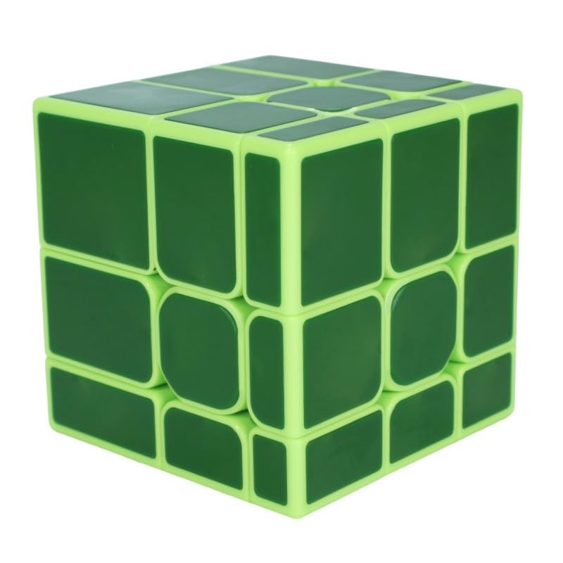 Image of QY Toys Mirror Magnetic Tiled 3x3 Speed Cube - Mirror Blocks Puzzle, Durable Tile Finish, Smooth Turning - Fun Shape Mod for Cubers & Collectors (Green)
