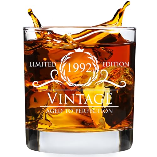 Humor Us Goods 31st Birthday Gifts for Him Her - 11 oz Whiskey Glass - 1992 31 Year Old Birthday Gifts for Men Women Turning 31 Mug - Fun Party Gag 31 Birthday Decorations for Men Gifts Ideas for Men