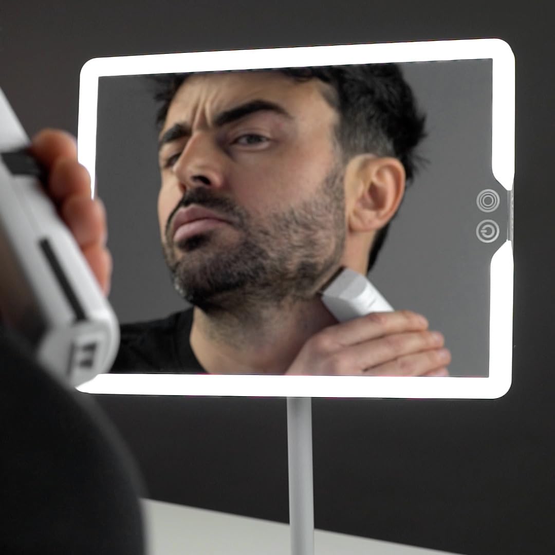 Orbit LED Vanity Mirror with Lights 7X1X Magnification Dimmable & USB-C Rechargeable Tabletop Mirror - Chalk Grey product thumbnail 3