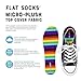 FLAT SOCKS No Show Socks, Sockless Liner, No Slipping, No Stinking, Washable Barefoot Shoe Insert, Multi-Colored Patterns, Rainbow, Small