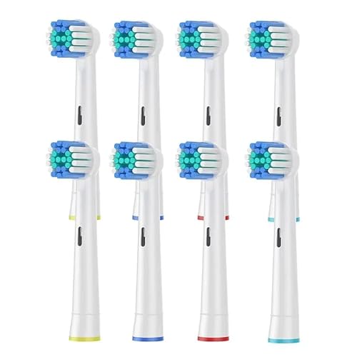 Replacement Toothbrush Heads Compatible with Oral-B Pro 1000/1500/2000/3000/5000/6000/7000 8 Pack, Medium Soft Bristles for Deep Cleaning,Genius, Smart, Viatality, Triumph & More(Not for iO/Sonic)