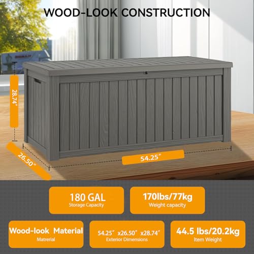 Image of Outdoor Storage Box Waterproof, 180 Gallon Deck Box for Patio Storage