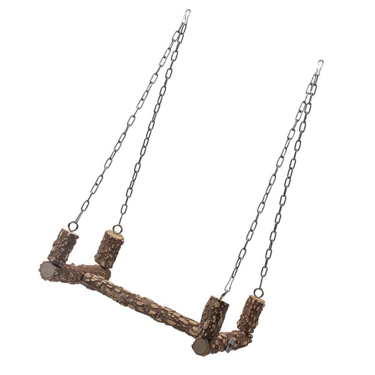ifundom Altalena per Pappagalli in Legno Naturale di Pepe Supporto per Arrampicata e Allenamento, Accessorio Marrone per Gabbia e Interazione Uccelli Domestici Colore Colore Casuale