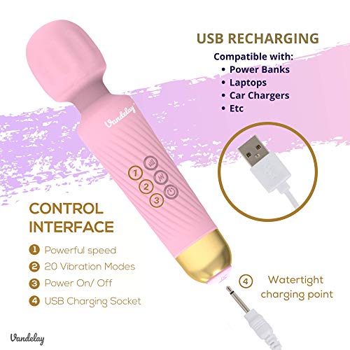 Vandelay Magic Mate Massager - Draadloos en waterdicht - Personal Wand Massager - Geheugeneditie - Batterijduur van 2… - Image 7