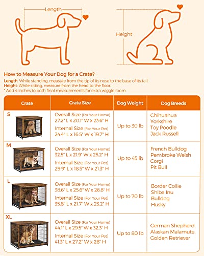 Feandrea Dog Crate Furniture, Side End Table, Modern Kennel For Dogs Indoor Up To 80 Lb, Heavy-Duty Dog Cage With Multi-Purpose Removable Tray, Double-Door Dog House, Rustic Brown Upfc004X01 #TOP7